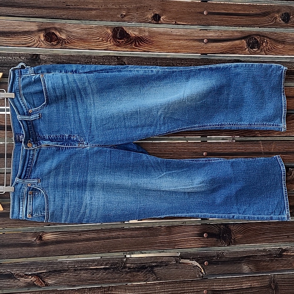 J CREW Mid Rise Flare Crop Jeans 34 Plus Size Ankle Stretch Waist 40" Inseam 25" - Picture 11 of 12